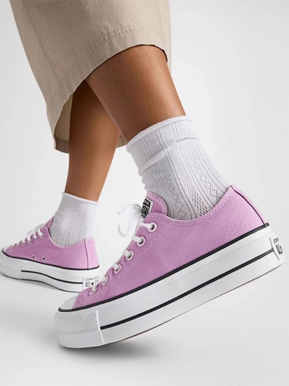 CONVERSE All Star Sneakers NEW Platform Low Amethyst White Size Mens 9 Women 11